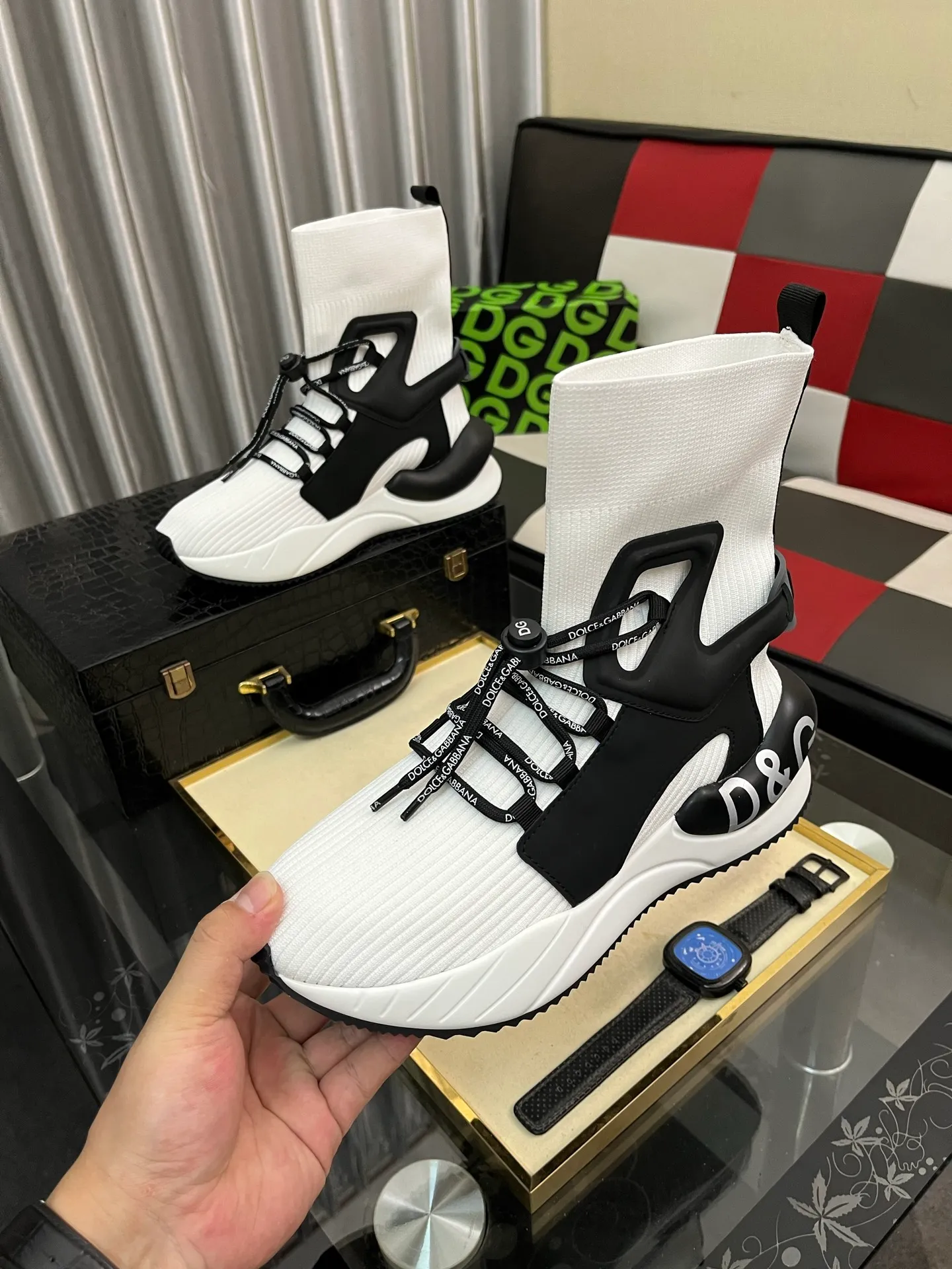 Men's men's shoes💰420⌚️⌚️New DG Dolce & Gabbana high-end couple's sports and casual shoes, imported cowhide, multiple material splicing design➕Imported cowhide lining, cowhide feet➕original TPR elastic outsole. Size: 35-46